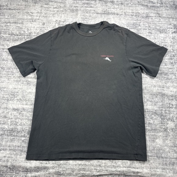 Tommy Bahama Logo Shirt Call For Back Up Shirt Tee Mens Size M Black - Picture 2 of 6